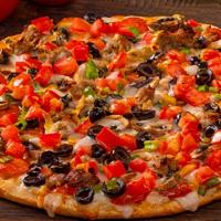 Snowy Alps-Small · Garlic Combo. Piled high with pepperoni, mushrooms, olives, Italian sausage, green onions an...