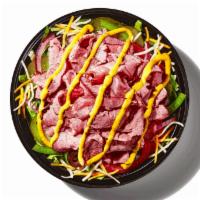 Big Hot Pastrami (680 Cals) · The name says it all. This bowl is loaded with hot pastrami, Monterey cheddar cheese, pickle...