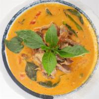 Pineapple Curry · Gluten free. (NOT SERVED w/ Rice) Medium spicy. Red curry sauce, coconut milk, pineapple, pe...