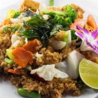 Basil Fried Rice · Medium spicy. Spicy fried rice with thai chilies, garlic, onion, bell peppers, green beans, ...