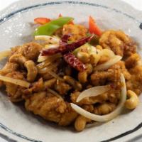Himapan Chicken (Cashew nut) · (NOT SERVED w/ Rice) (Medium spicy) Fried Chicken with garlic, fried chilies, cashew nuts, o...
