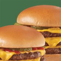 1/3 Double Cheese Burger · 1/3lb double,100 percent beef burger topped with two slices american  cheese, served with ke...