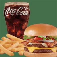 Bacon Two Cheese Deluxe Signature Stackburger Combo · Price includes one Stackburger, choose a double or triple.  A double stack (1/3lb*) or tripl...