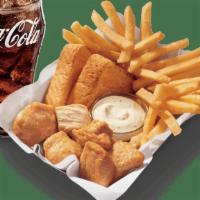 Small Rotisserie Basket W/ Drink · DQ’s new 100% white meat, juicy, tender, rotisserie-style chicken bites, served with fries, ...