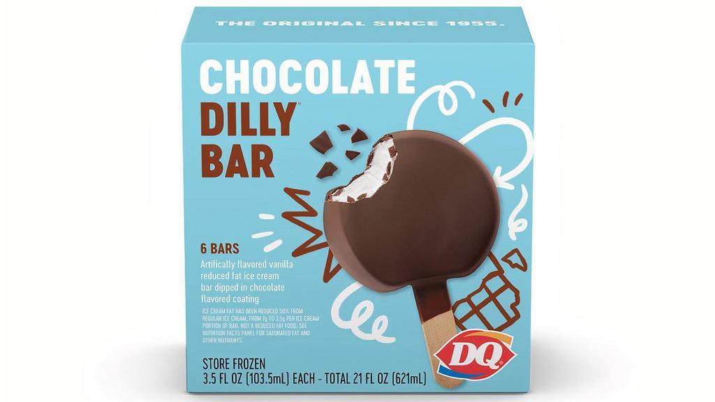 6 Pack Chocolate Dilly® Bar · Our classic DILLY® Bar made with our world famous vanilla soft serve and dipped in our crunchy chocolate-flavored cone coating.
