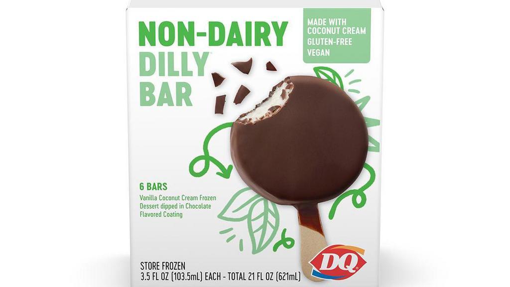 6 Pack Non-Dairy Dilly®  Bar  · Vanilla coconut cream frozen dessert dipped in chocolate flavored coating. Made with coconut cream, gluten-free and vegan..