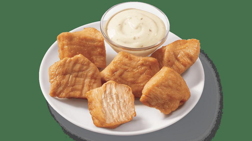 6-Piece Rotisserie Bites · DQ’s new 100% white meat, juicy, tender, rotisserie-style chicken bites, served with house-made Hidden Valley Ranch dipping sauce. Available in 6 or 8 piece al a carte..