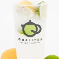 Lime Sparkle · Sparkling water mix with yogurt, lime and kumquat juice and fresh lemon and lime.