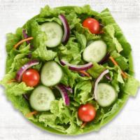 Garden Salad · A colorful blend of Romaine lettuce, cherry tomatoes, cucumber, red onion, and your choice o...