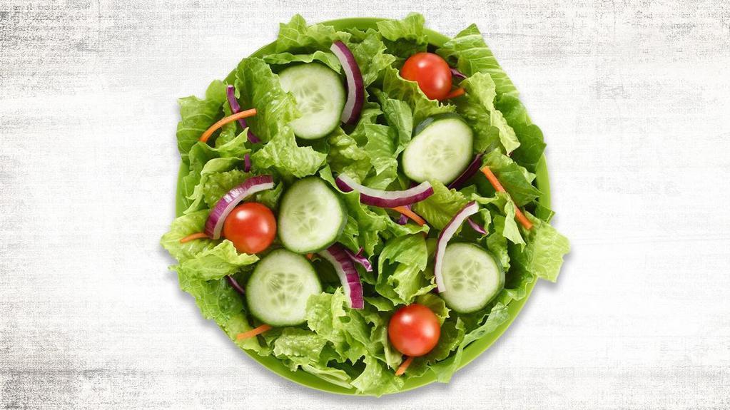 Garden Salad · A colorful blend of Romaine lettuce, cherry tomatoes, cucumber, red onion, and your choice of dressing. Dressing served on the side