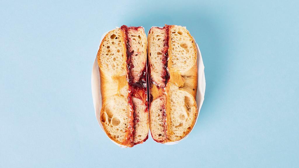 Bagel Pbj · Choice of Bagel with peanut butter and jelly.