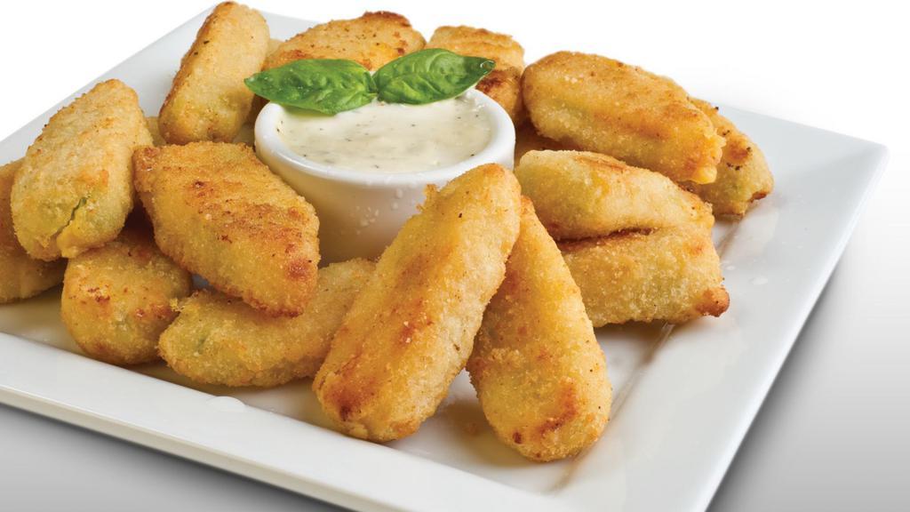 Muncheez · Potato-covered jalapeños, filled with cheddar cheese and served with ranch sauce.Ten pieces.