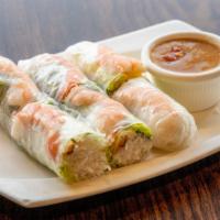 Shrimp Rolls · Soft rice paper rolls with shrimp, lettuce, mint, and vermicelli.