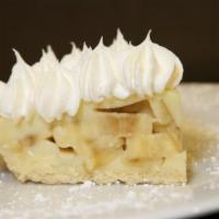 Banana Cream Pie · Fresh bananas sandwiched between layers of creamy housemade pudding. Topped with whipped cre...
