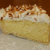 Coconut Cream Pie · Coconut folded into our creamy house made pudding. Topped with whipped cream and more coconu...