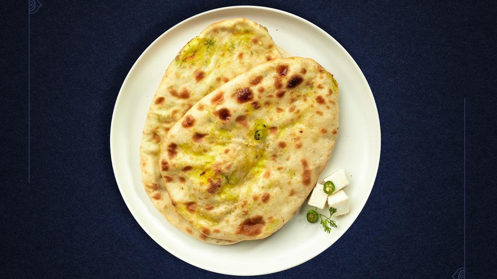 Cheesy & Spinach Naan · Bread Stuffed with mozzarella and parmesan cheese.
