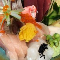 Chirashi-Don · chef choice fish selection over sushi rice bowl with 15 pieces slice fish