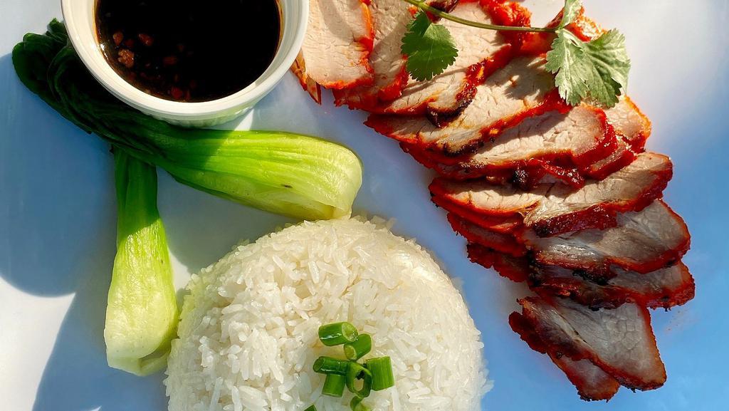 Char Siu Pork Rice Plate · Char Siu Pork served with steam rice and green salad.
