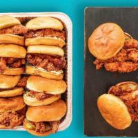 10 Pack Nashville Hot Chicken Tender Sandwich · 10 Crispy chicken sandwiches, twisted and tossed in our Nashville hot sauce with tangy pickl...