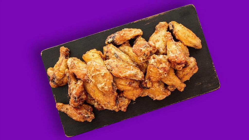 30 Traditional Wings · 30 Traditional bone-in wings with your choice of Classic Buffalo, This is Q'd Up, Honey Trap Mustard or Birthday Suit (Naked).