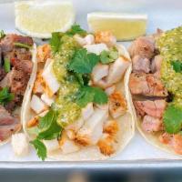 Three Street Tacos · Comes with Three House Smoked Chicken, Tri-Tip, Pork Tenderloin or Smoked Jackfruit. Comes w...