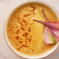 Turmeric Latte · Cali Gold Turmeric Powder steamed with milk.

We get our turmeric powder form the lovely lad...