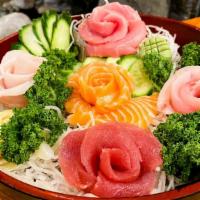 Sashimi Rose Bouquet · 5 slices each of red tuna (Maguro), Bluefin Tuna (Toro), Salmon (Sake), Red Snapper (Tai) an...