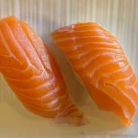 Sake Nigiri · Two pieces per order. Click here to select your fish option.