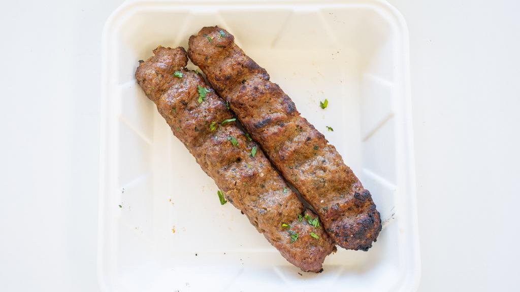 1. Beef Kebab · Ground beef, our famous spices, onion, garlic, & cilantro.
