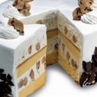 Cookie Dough Delirium™  - Ready For Pick Up Now · Layers of moist Yellow Cake and Sweet Cream Ice Cream with Cookie Dough and Chocolate Shavin...