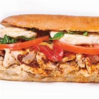 Chicken Florence · Fresh mozzarella, tomatoes, roasted red pepper, grilled onion, basil, mayo, tomato spread.