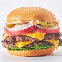 Classic Burger · 4 Oz. Fresh, Never Frozen Patties, On a Brioche Bun with American Cheese, Lettuce, Tomato, O...