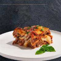 Lasagne alla Napoletana (Beef Lasagna) · Ground beef, seasonal vegetables, parmesan cheese, fontina cheese, pecorino cheese, mozzarel...