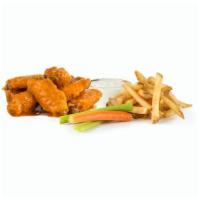 8 Wing Combo · 8 wings, choice of 2 flavors, 2 house-made sauces, fries, and carrots and celery.