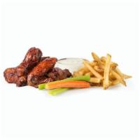 10 Wing Combo  · 10 wings, choice of 2 flavors, 2 house-made sauces, fries, and carrots and celery.