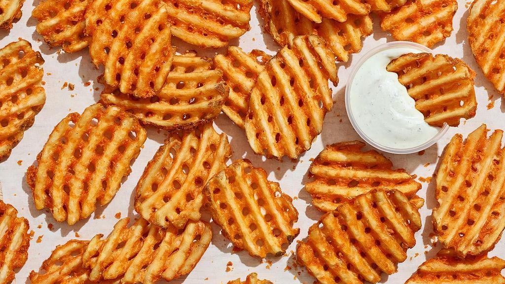 Waffle Fries Platter · Seasoned waffle fries served with house-made ranch for dipping.