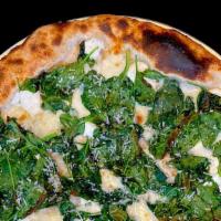 White Pie · Mozzarella, Ricotta, Spinach, Garlic, Olive Oil, Parmesan 
(no sauce)
