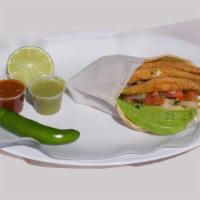 Fish Taco · Cheese, lettuce, avocado & pico de gallo