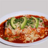 Wet Burrito · Choice of meat, rice, beans, cheese, avocado & pico de gallo