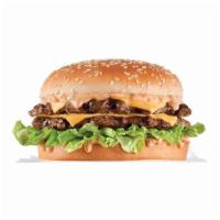 The Big Carl® · Two char-broiled all-beef patties, our classic sauce, two slices of American cheese, and let...