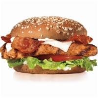 Char-Broiled Chicken Club™ Sandwich · Char-broiled chicken breast, two strips of bacon, melted swiss cheese, lettuce, tomato, and ...