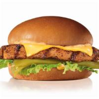 Char-Broiled Santa Fe Chicken Sandwich · Charbroiled Chicken Breast, Melted American Cheese, Mild Green Chile, Lettuce and Santa Fe S...