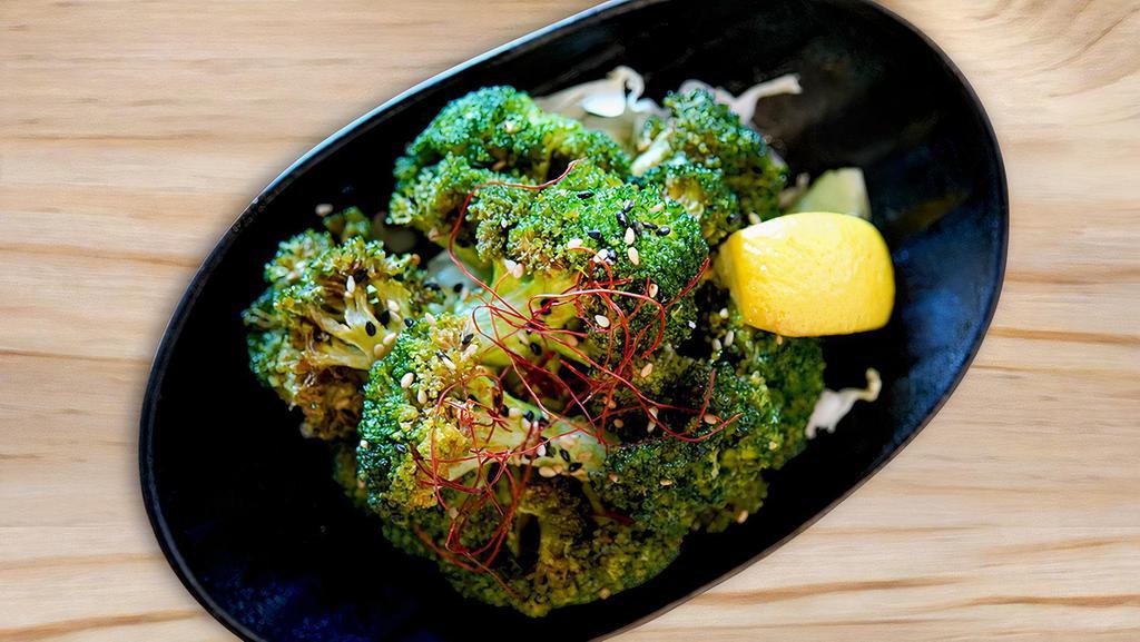 Bronze Broccoli (GF/V) · Flash Fried Broccoli, Sesame Seed, Ponzu Sauce.