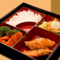 Teriyaki Salmon Box · Teriyaki Salmon with rice, vegetable & salad