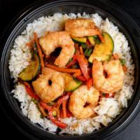 Shrimp Hot Bowl · Shrimp, sauce, base, 4 mix-ins.