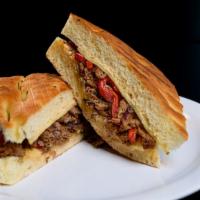 Steak Panini Sandwich · Steak, red peppers, red onions, pepper jack cheese and BBQ buttermilk.