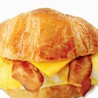 Bacon, Egg & Cheese Croissant · Served with American cheese.