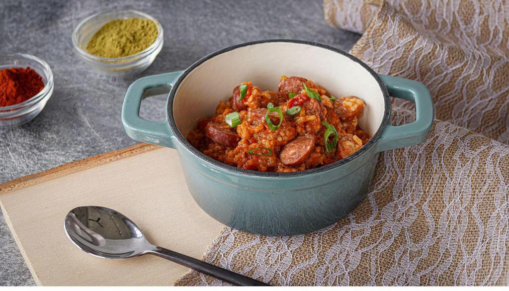 Chicken and Sausage Creole Style Jambalaya · A New Orleans favorite, our hearty jambalaya rice dish is packed with spicy andouille sausage and flavorful chicken thighs. (No shellfish)