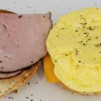 15. Ham Omelet · Egg, slice of ham and Cheddar cheese, salt, and pepper.