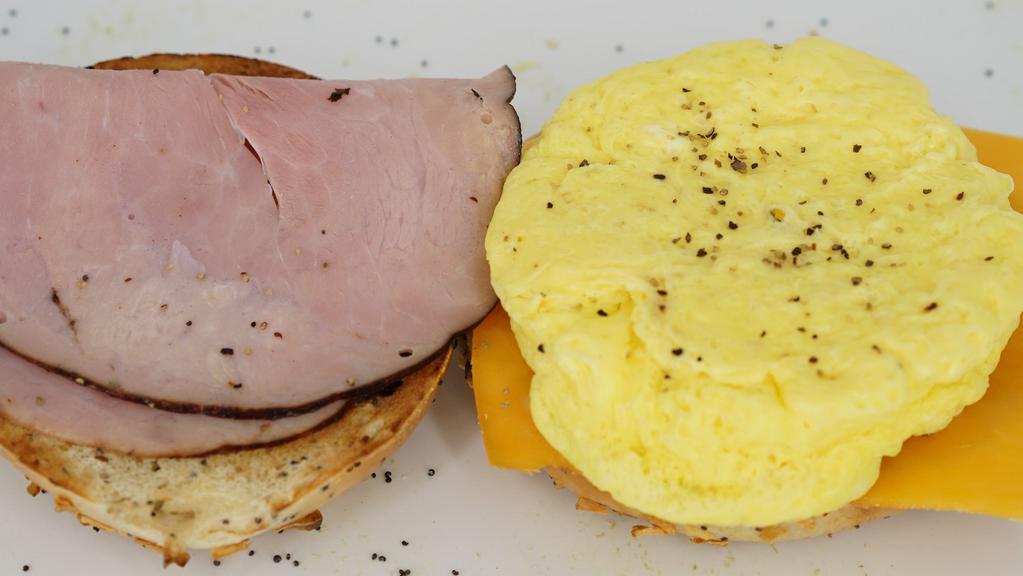 15. Ham Omelet · Egg, slice of ham and Cheddar cheese, salt, and pepper.